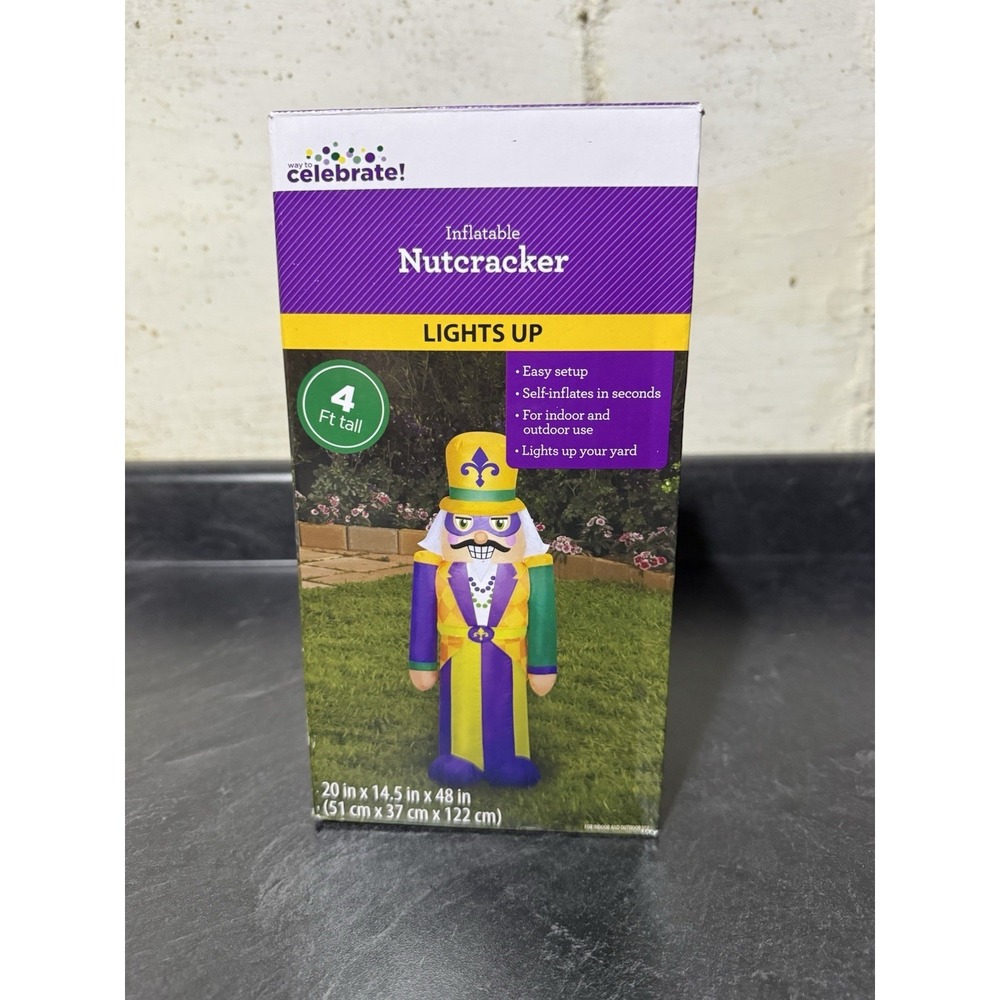 Mardi Gras Nutcracker Yard Inflatable Multicolor 48" by Way To Celebrate NIB